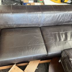 Brown Leather Sofa, Chase Lounge And Ottoman From IKEA 