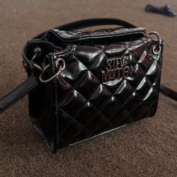 steve madden black leather purse