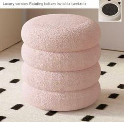 Vanity Makeup Stool with Storage - Round Low Stool for Dressing Table, Compact Makeup Chair with Hidden Storage