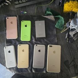 Lot of 7 Locked iPhones (5, 6, 7, SE) - For Parts or Repair