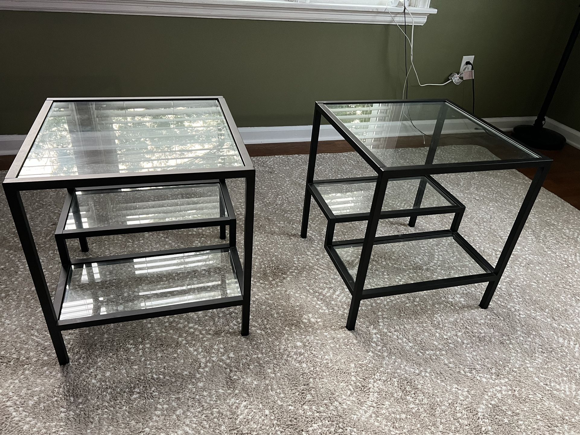Glass top end table set