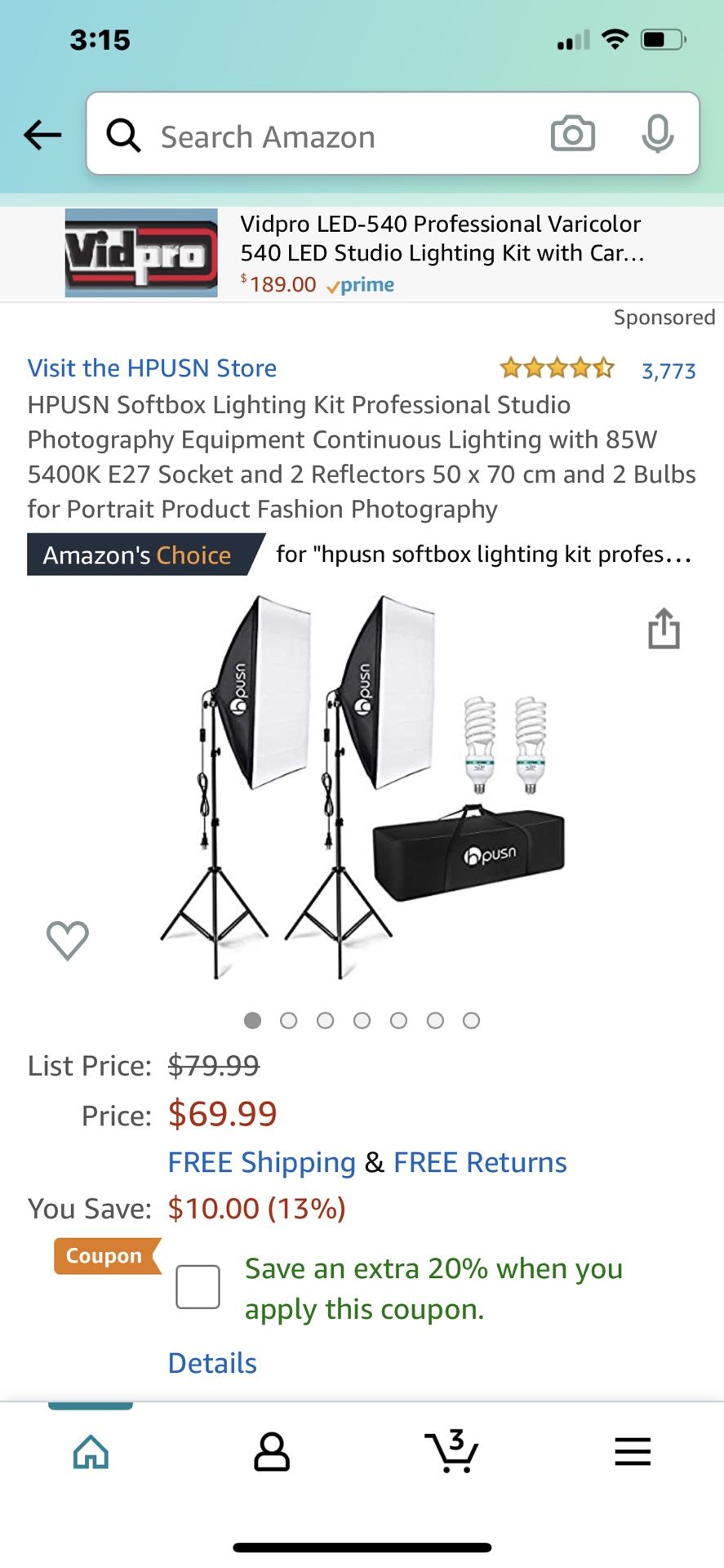 Brand New‼️ HPUSN Softbox Lighting Kit Professional Studio Photography Equipment Continuous Lighting with 85W 5400K E27 Socket and 2 Reflectors 50 x