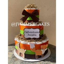 Woodland Themed Diaper Cake Great For Baby Showers 