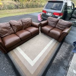 Genuine Leather, Three Seater Couch With Loveseat As Well