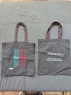 2 TikTok Shop Promotional Cotton Tote Bags – For You + Creator Summit