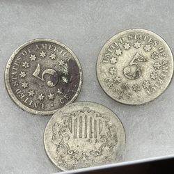 Wow 😮!! (3) No date Shield Nickels (1866–1883)   !!