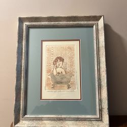 Vintage signed embossed print Titled “Saturday Night” serial numbered 94/350 in a matted frame by Carol Travers Lummus