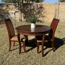 Round Wood Dining Table with 2 Chairs