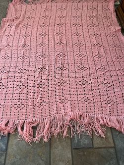 Hand crocheted pink Afghan