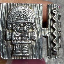 TRADE - VTG Sterling Silver Peruvian Viracoha God Ring
