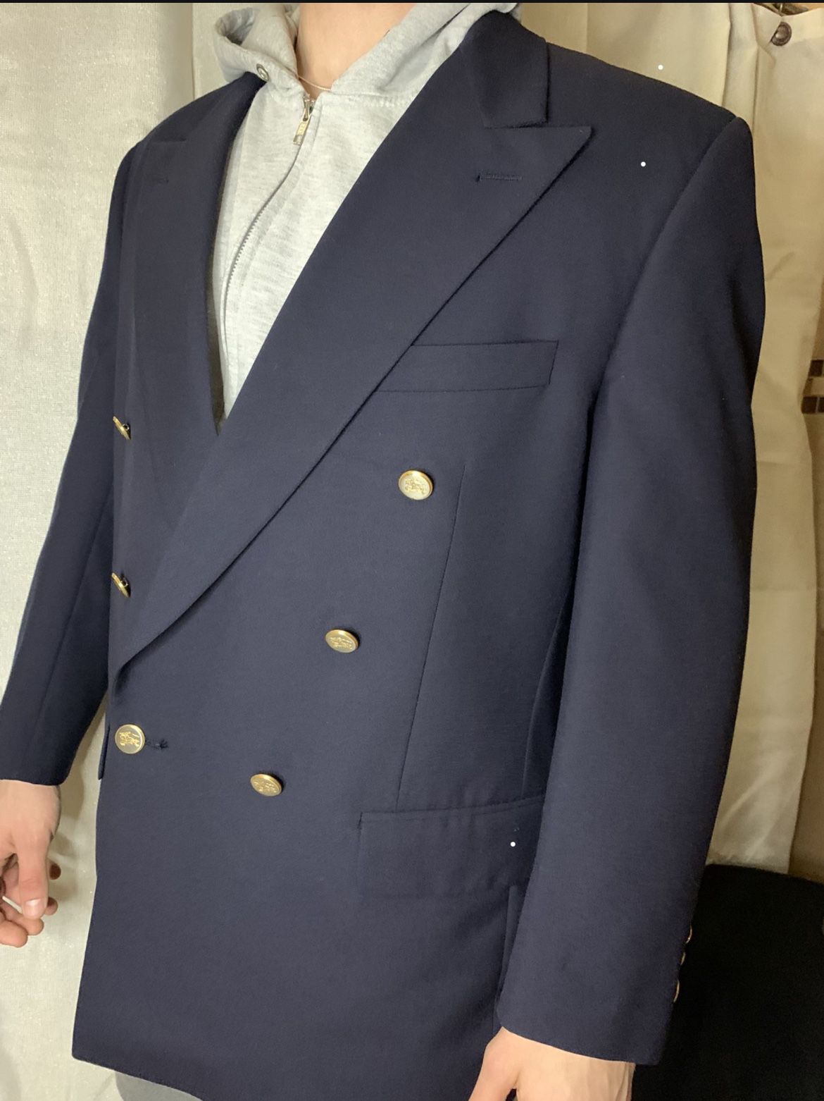 BURBERRY double breasted 46r blazer jacket WOOL navy blue SPORTSCOAT  vintage for Sale in The Colony, TX - OfferUp