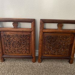 Set Of 2 Ornate Carved Wall Decor Hanging 