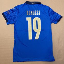 2020 Euro Cup Final Bonucci #19 Italia Soccer Jersey Size Large