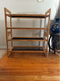 4-tier Spacious SHOE RACK (Trinity Brand, Bamboo & Metal)