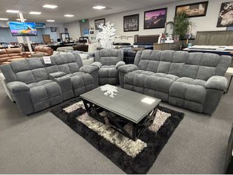 Gray Sofa & Loveseat + Free Ottoman