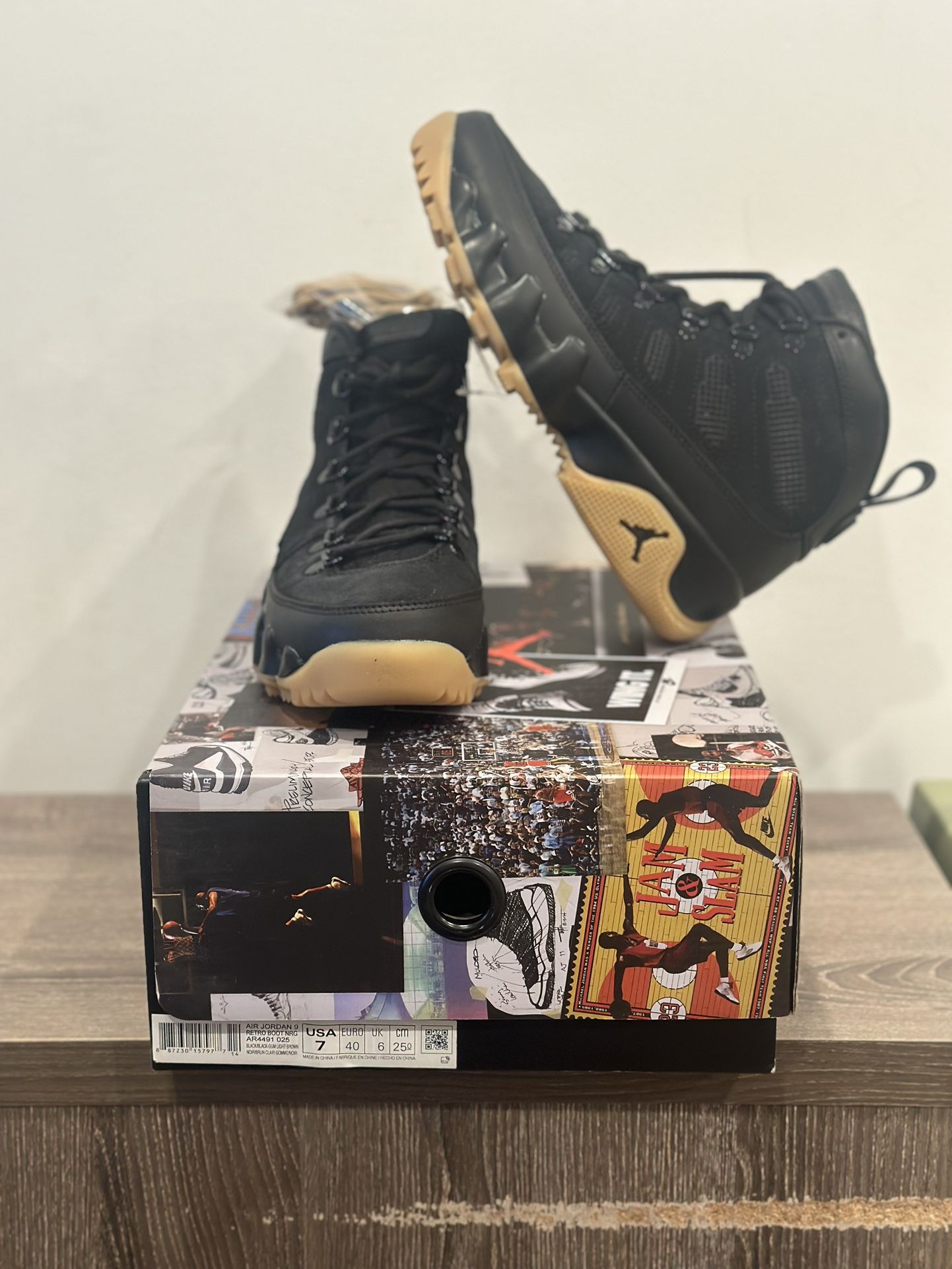 Jordan 9 Retro Boot NRG Black Light Gum Size 7