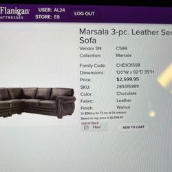 Leather sectional and sofa