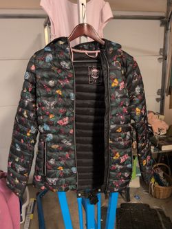 Joules Butterfly Print Puffer Jacket