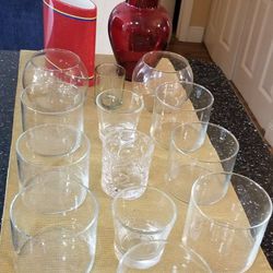GLASS CONTAINERS, VASES, CANDLE HOLDERS 
