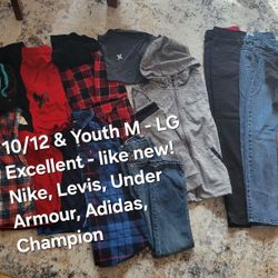 Boys Clothing LOT 10/12 & Youth Medium - Large NIKE ADIDAS LEVIS UNDER ARMOUR
