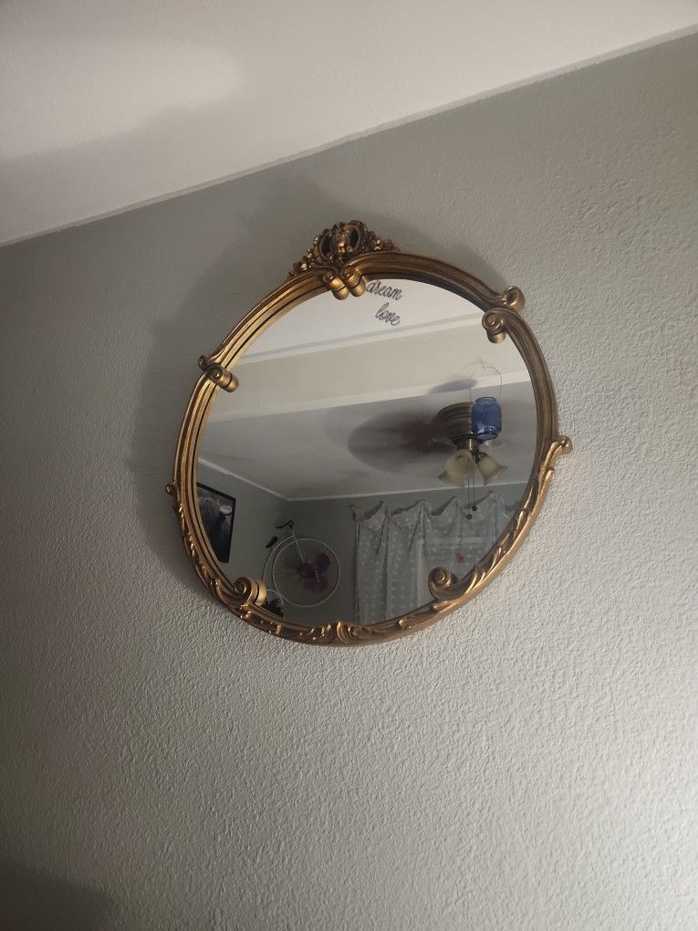 Vintage French Provincial Round Mirror