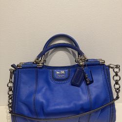 Coach Madison Pinnacle Zig-Zag Perforated Carrie Satchel Color Cobalt 