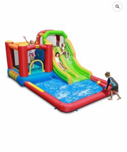Happy Hop Inflatable Double Slide Water Fun Park with Bouncy Castle