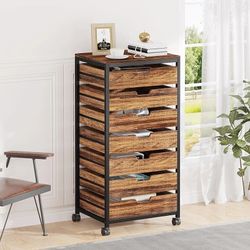 Drawer Chest, Wood Storage Dresser Cabinet with Wheels, NEW 
