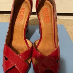 Michael Kors Red/Gold  Patent Leather Platform 7.5