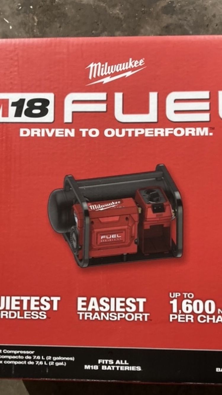 Milwaukee M18 Fuel 2gallon Quiet Air Compressor . Tool Only.