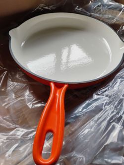 New 10-inche skillet orange cast iron enamel