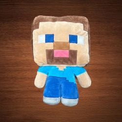 Minecraft Steve pillow kids decorative plush. 14 “