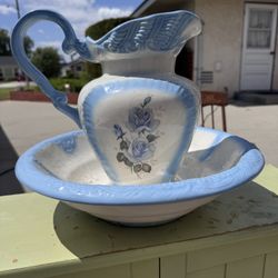 Water Pitcher And Matching Bowl 