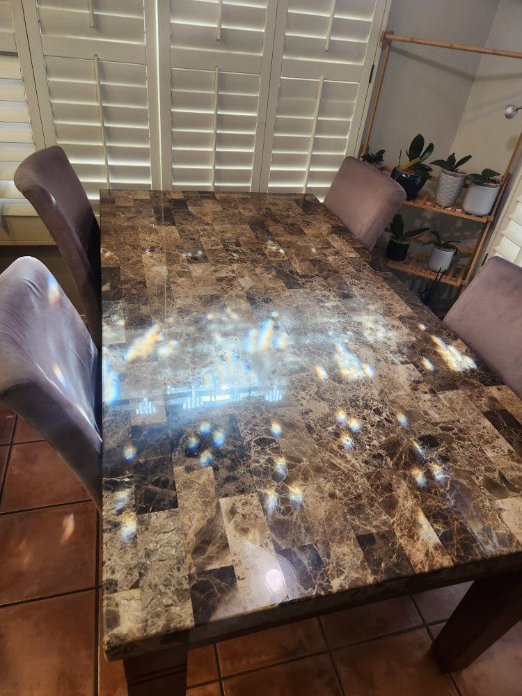 Granite Kitchen Table + 4 Chairs