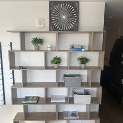 Modern Open Bookshelf / Room Divider – Wood Finish (Great Condition)
