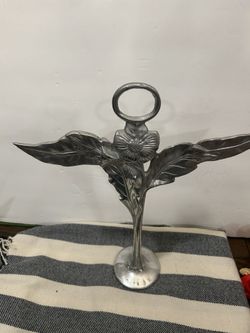 Mexican Pewter Towel Holder Art Nouveau Style 15”