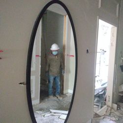 oval mirrors with aluminum frame and brackets included