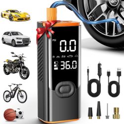 Tire Inflator Portable air compressor, 180PSI air pump for car tires with 25000mAh battery, one-click smart air pump tire inflator for cars, motorcycl