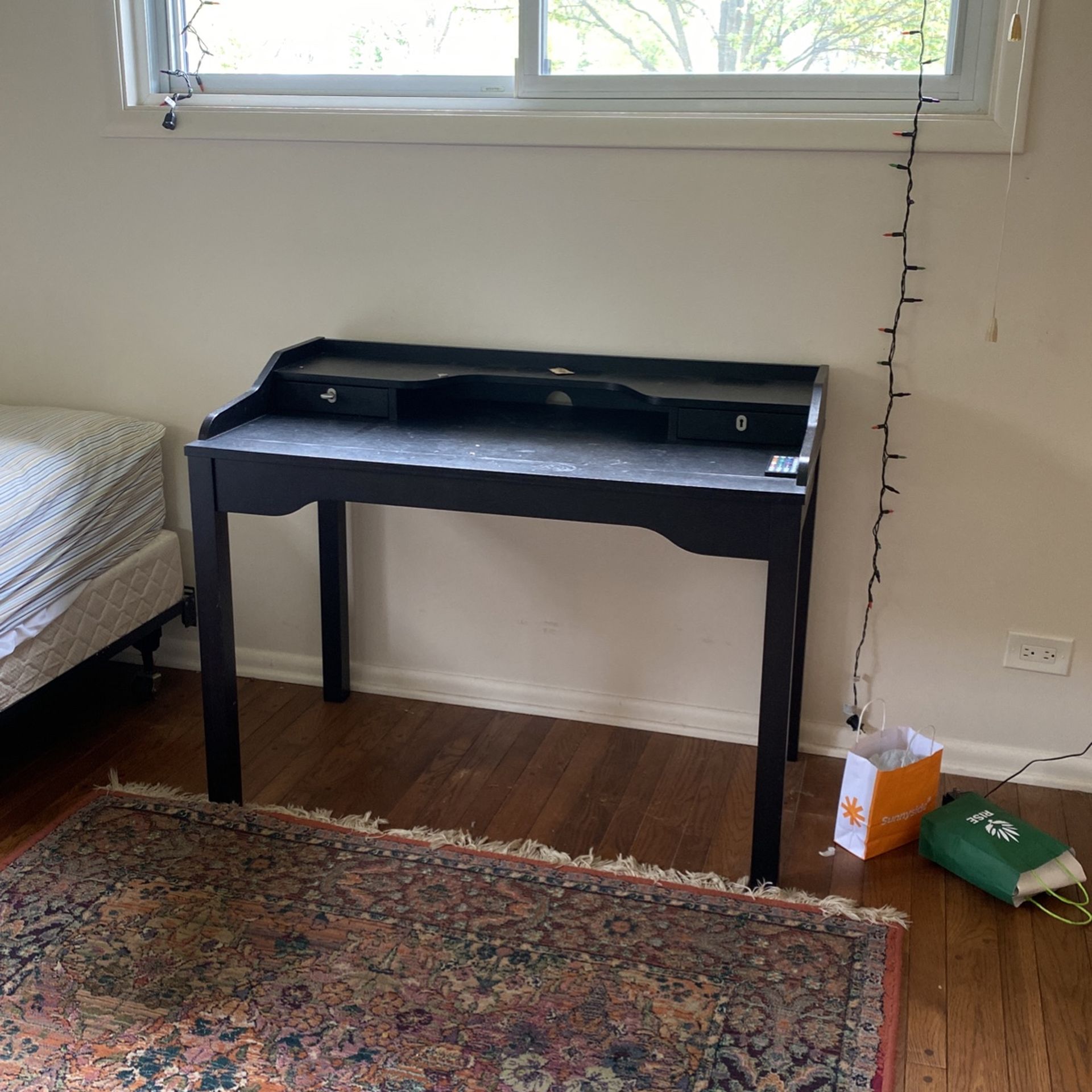 Desk Black With Two Cabinets