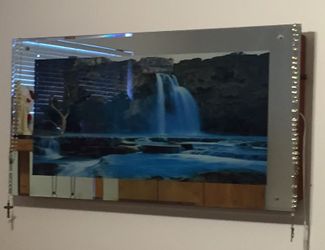 Mirror & Waterfall Wall Art with Lighting & Nature/Waterfall Sound Effects 39"W x 19"L