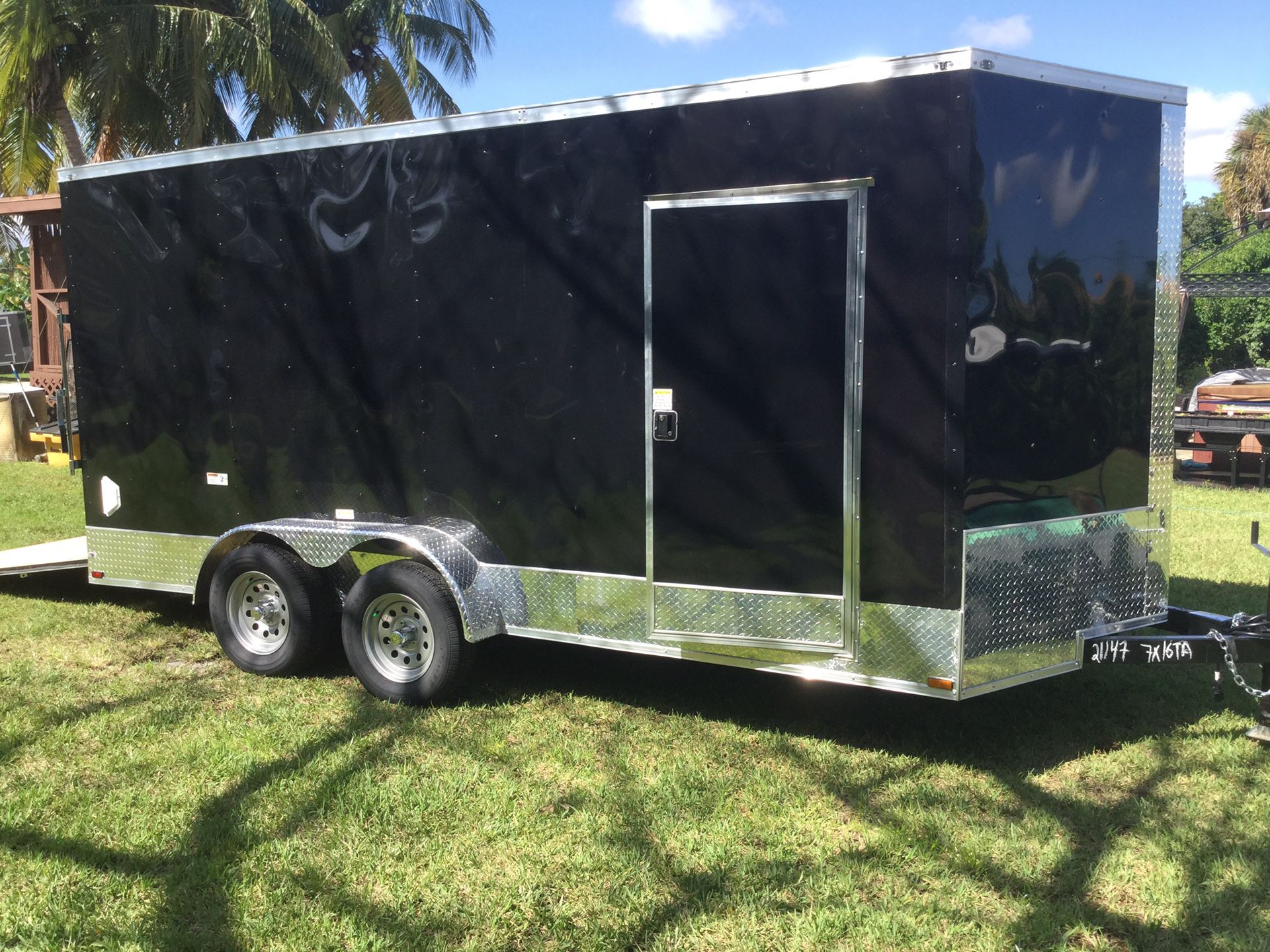 2021 Brand New Custom 7’ x 16’ 7’ Tall Tandem Enclosed Trailer with Reinforced Ramp Door