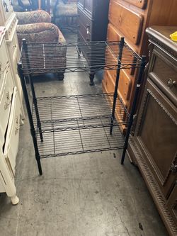 Smll Black 3-Tier Wire Shelving Unita