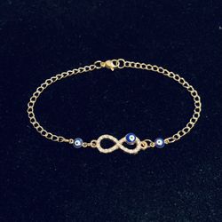 Rhinestone Infinity evil eye Bracelet or Anklet