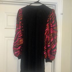 Black Dress With Sequin Sleeves 