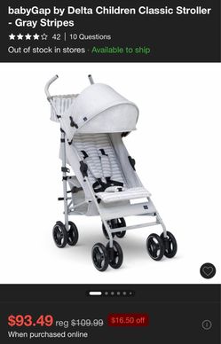 BabyGap by Delta Children Classic Stroller - Gray Stripes