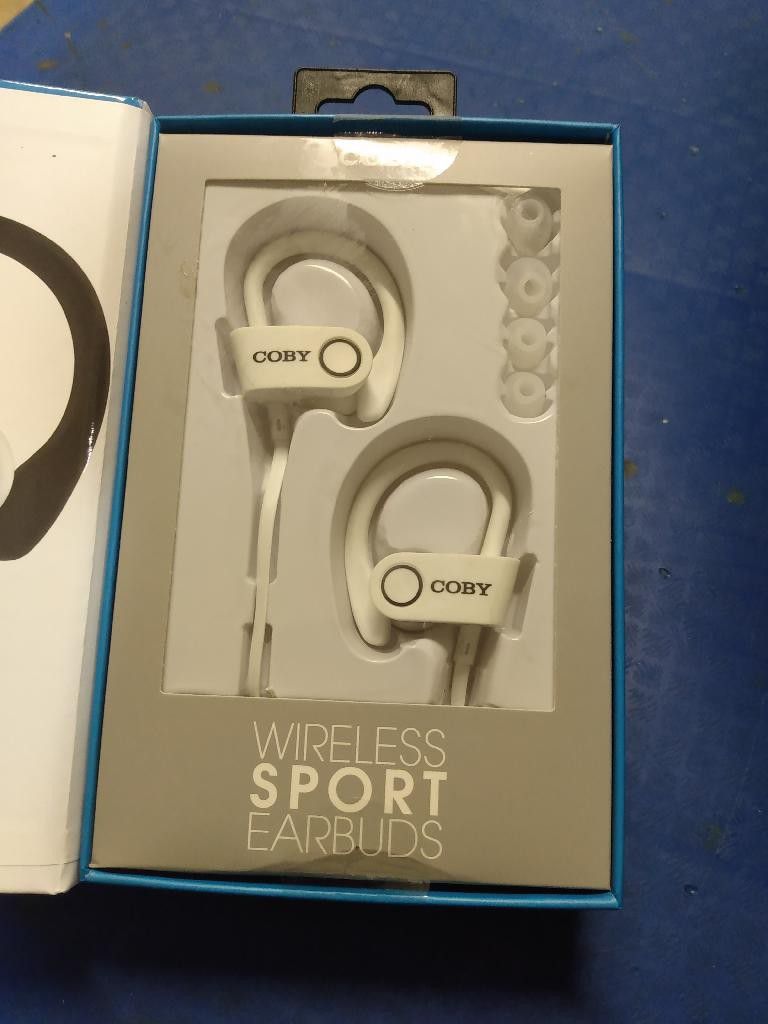 White Coby Wireless Sport Earbuds