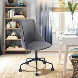Homy Casa CIAN GREY Velvet Office Chair with Adjustable Gas Lift and Steel Frame