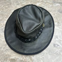 Barmah Australia Leather Outback Hat Cowboy Bush Hat Black Braided Band 