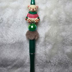 Christmas Bear Beaded Pen