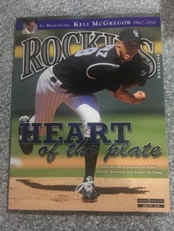 COLORADO ROCKIES GAME DAY PROGRAM-UBALDO JIMENEZ NO HITTER & KELI MCGREGOR TRIBUTE